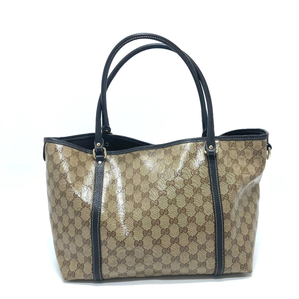Gucci Beige Tote Leather Canvas Crystal GG Bag